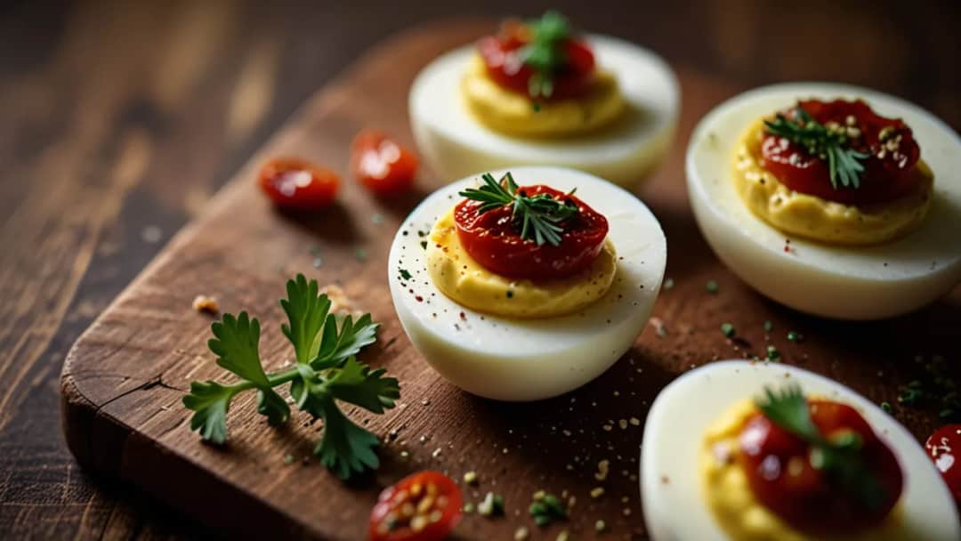 Jak przygotować jajka faszerowane z pomidorami suszonymi? Przepis